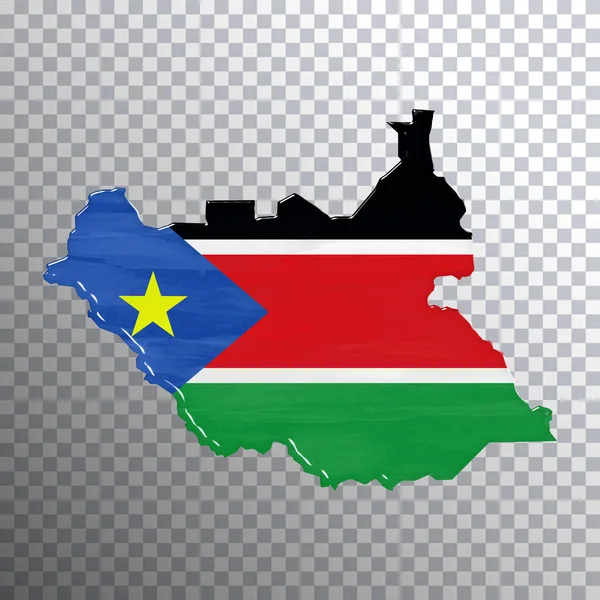 Sudão Sul Bandeira Mapa Fundo Transparente Caminho Clipping — Fotografia de Stock