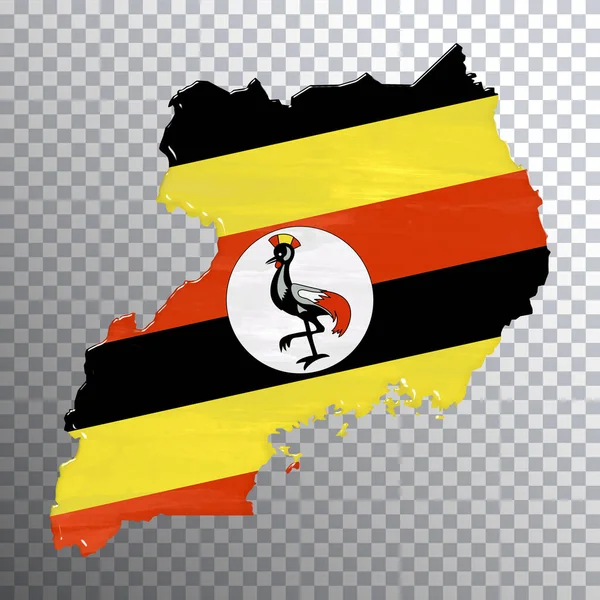 Uganda Flagge Und Landkarte Transparenter Hintergrund Clipping Path — Stockfoto