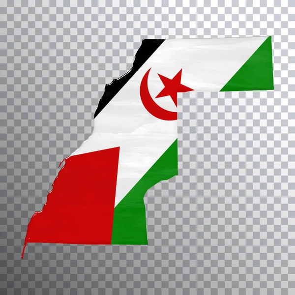 Western Sahara Flag Map Transparent Background Clipping Path — Stock Photo, Image