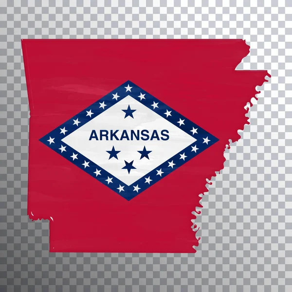 アーカンソー州旗と地図 透明背景 クリッピングパス — ストック写真