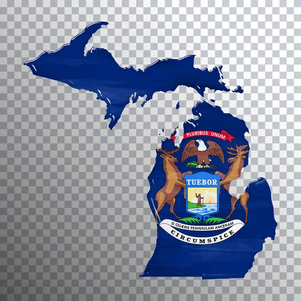Σημαία Και Χάρτης Του Michigan Διαφανές Φόντο Χάραξη Διαδρομής — Φωτογραφία Αρχείου