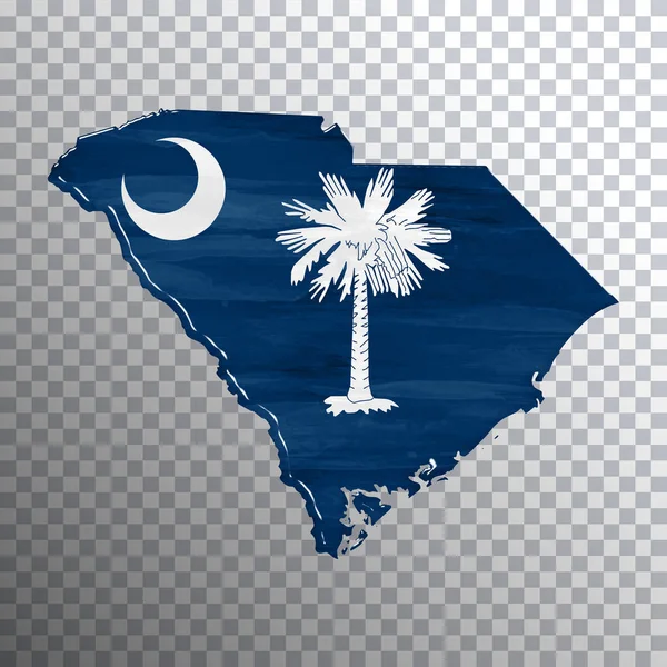 サウスカロライナ州の旗と地図 透明背景 クリッピングパス — ストック写真