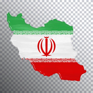 İran bayrağı ve haritası, şeffaf arkaplan, kırpma yolu