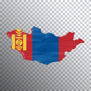 Moğolistan bayrağı ve haritası, şeffaf arkaplan, kırpma yolu