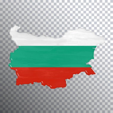 Bulgaristan bayrağı ve haritası, şeffaf arkaplan, kırpma yolu