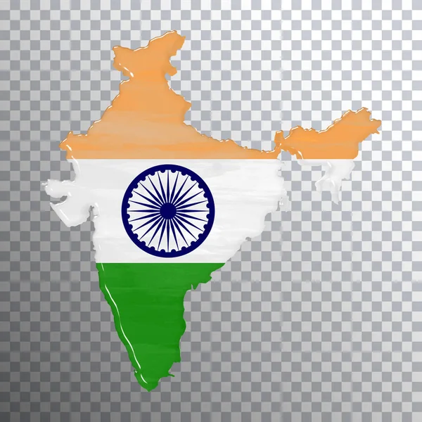 India Vlag Kaart Transparante Achtergrond Knippad — Stockfoto