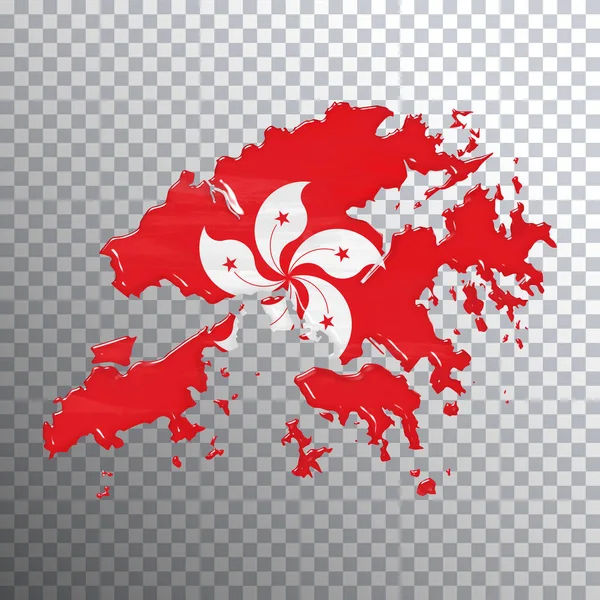 Hong Kong flag and map, transparent background, Clipping path