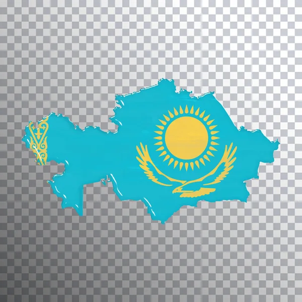 Kazachstan Vlag Kaart Transparante Achtergrond Knippad — Stockfoto