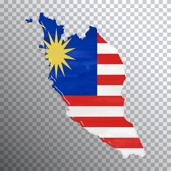 マレーシアの国旗と地図 透明背景 クリッピングパス — ストック写真