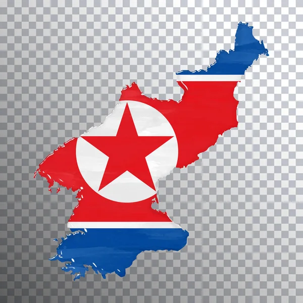 Bandeira Mapa Coreia Norte Fundo Transparente Caminho Recorte — Fotografia de Stock