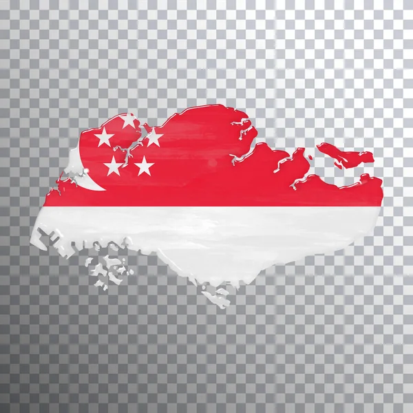 シンガポールの旗と地図 透明背景 クリッピングパス — ストック写真