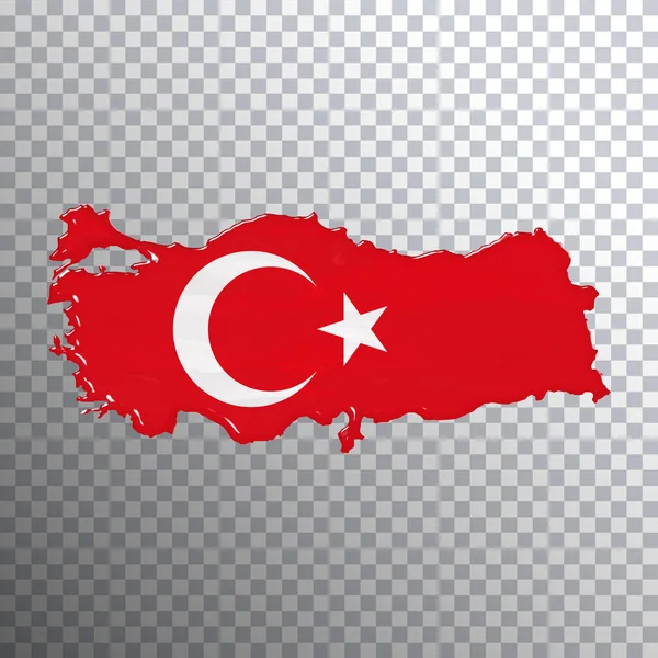 Turecká Vlajka Mapa Průhledné Pozadí Střihací Cesta — Stock fotografie