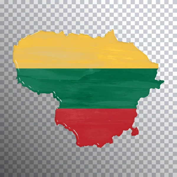 立陶宛国旗和地图 透明的背景 裁剪路径 — 图库照片