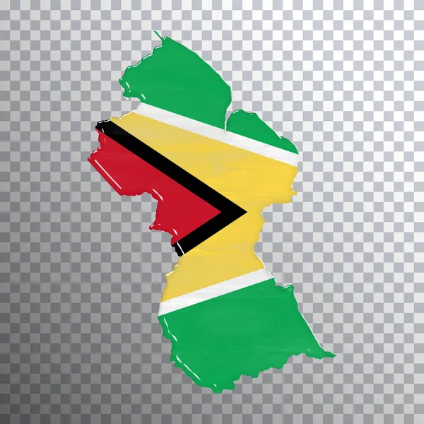 Bandiera Mappa Della Guyana Sfondo Trasparente Percorso Ritaglio — Foto Stock