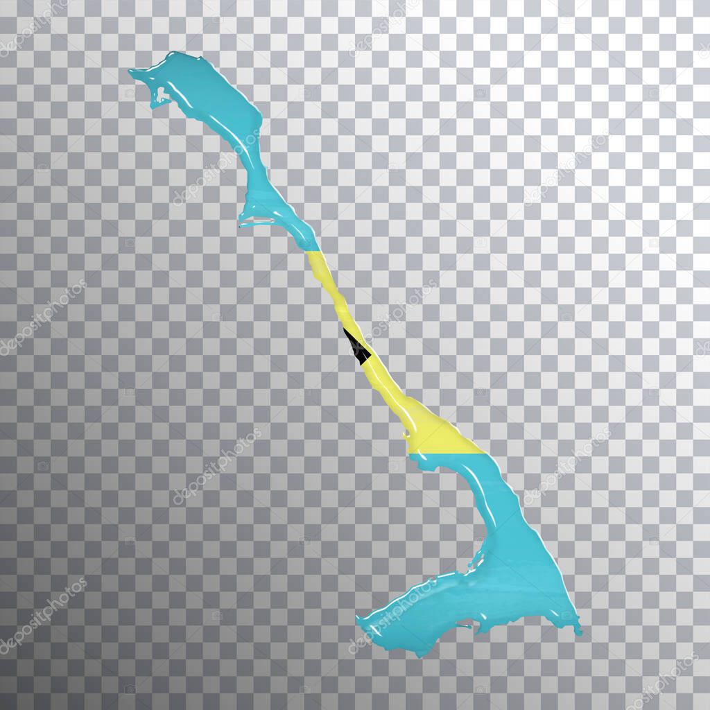 Bahamas flag and map, transparent background, Clipping path