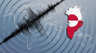 Grönland haritası Richter ölçeğinde sismik aktivite depremi