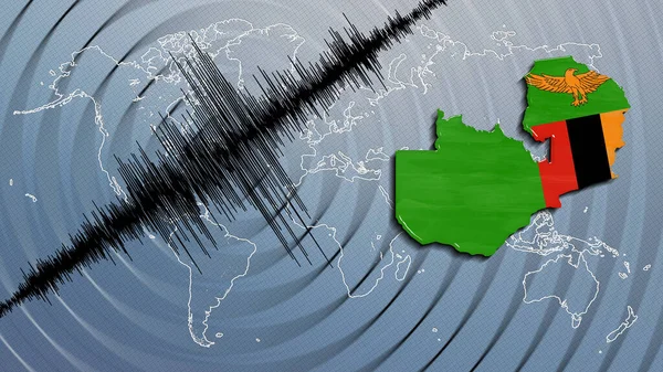 Atividade Sísmica Terremoto Mapa Zâmbia Escala Richter — Fotografia de Stock