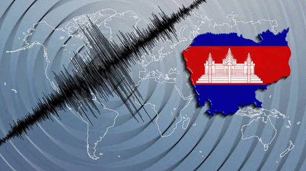 地震活动柬埔寨里氏震级图 — 图库照片