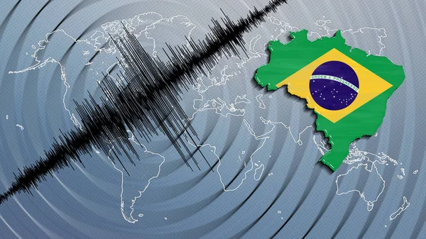 Sismik Aktivite Depremi Brezilya Haritası Richter Ölçeği — Stok fotoğraf