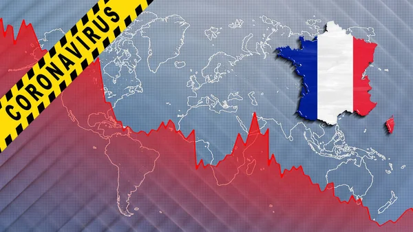 Wpływ Koronawiru Gospodarkę Francji Spadek Gospodarczy — Zdjęcie stockowe