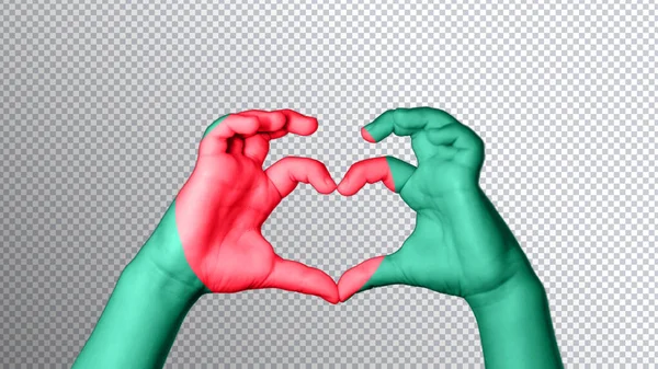 Banglades Zászló Színe Kezek Mutatják Szimbólum Szív Szeretet Nyírás — Stock Fotó