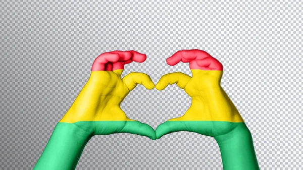 Цвет Флага Боливии Руки Показывают Символ Сердца Любви Обрезка Пути — стоковое фото