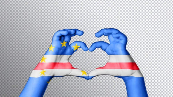 Cape Verde Flag Color Hands Show Symbol Heart Love Clipping — Stock Photo, Image