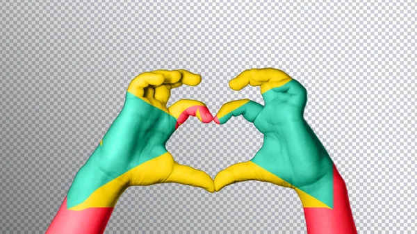 Γκρενάδα Χρώμα Σημαία Χέρια Δείχνουν Σύμβολο Της Καρδιάς Και Της — Φωτογραφία Αρχείου