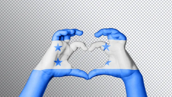 Honduras Flag Color Hands Show Symbol Heart Love Clipping Path — Stock Photo, Image