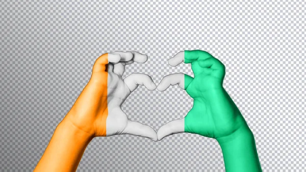 Колір Прапора Кот Івуар Руки Показують Символ Серця Любові Обрізання — стокове фото
