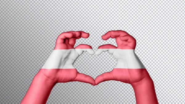 Warna Bendera Latvia Tangan Menunjukkan Simbol Hati Dan Cinta Tapak — Stok Foto