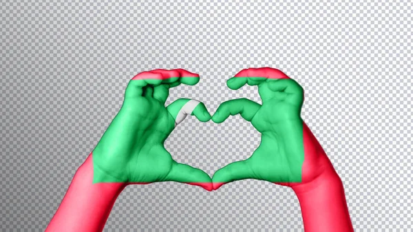 Malediwy Flaga Kolor Ręce Pokazać Symbol Serca Miłości Ścieżka Wycinania — Zdjęcie stockowe
