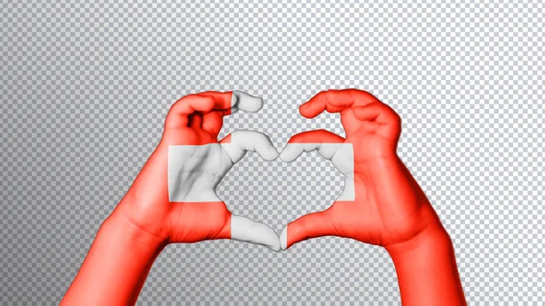 Suisse Drapeau Couleur Les Mains Montrent Symbole Cœur Amour Chemin — Photo