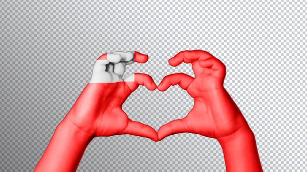 Колір Прапора Тонга Руки Показують Символ Серця Любові Обрізання Шляху — стокове фото