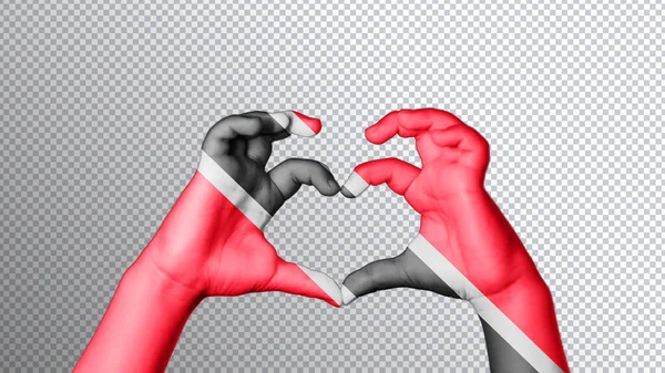 Flaggenfarbe Trinidad Und Tobago Hände Zeigen Symbol Des Herzens Und — Stockfoto