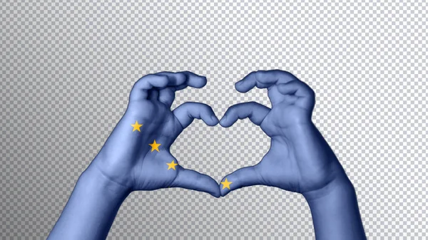 Cor Bandeira Alasca Mãos Mostram Símbolo Coração Amor Caminho Recorte — Fotografia de Stock
