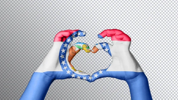 Color Bandera Missouri Las Manos Muestran Símbolo Del Corazón Amor — Foto de Stock