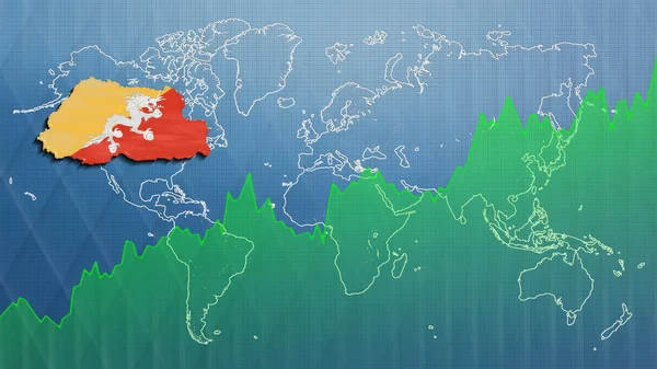 Mapa Bhútánu Finanční Úspěch Hospodářský Růst — Stock fotografie