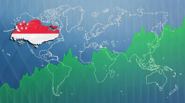 Mapa Singapur Éxito Financiero Crecimiento Económico — Foto de Stock