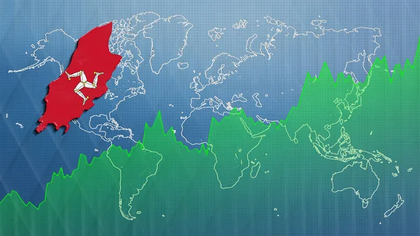 Mapa Ilha Man Sucesso Financeiro Crescimento Económico — Fotografia de Stock