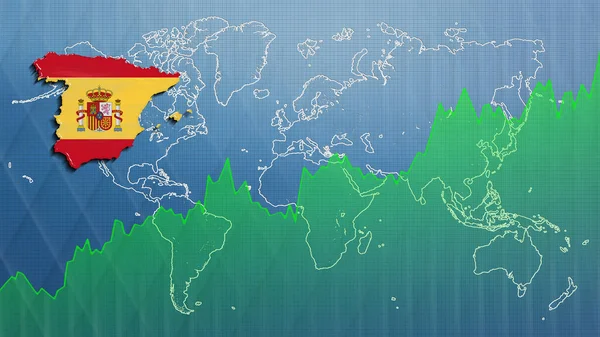 Mappa Della Spagna Successo Finanziario Crescita Economica — Foto Stock