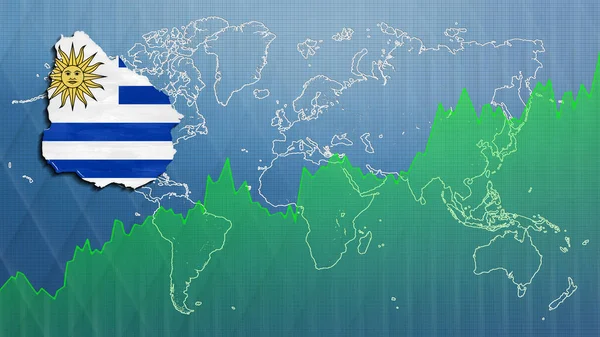 Mapa Urugwaju Sukces Finansowy Wzrost Gospodarczy — Zdjęcie stockowe