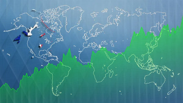 Mappa Della Polinesia Francese Successo Finanziario Crescita Economica — Foto Stock