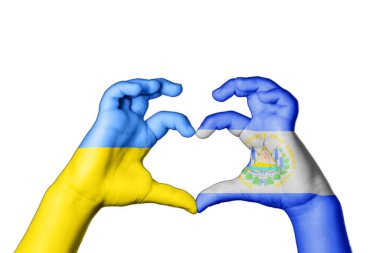 El Salvador Ukrayna 'nın Kalbi, El hareketi, kalp yapmak, Ukrayna için dua etmek