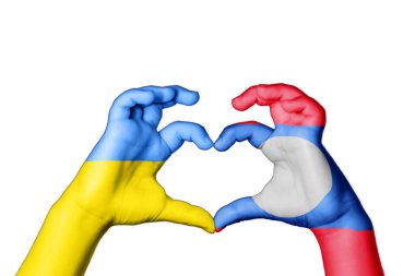 Laos Ukrayna 'nın Kalbi, El hareketi, kalp yapmak, Ukrayna için dua etmek.