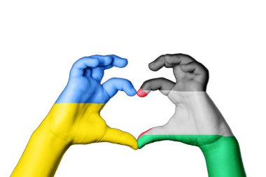 Filistin Ukrayna Kalbi, El hareketi, kalp yapma, Ukrayna için dua etme