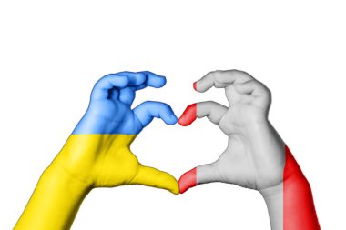 Peru Ukrayna 'nın Kalbi, El hareketi, kalp yapmak, Ukrayna için dua etmek