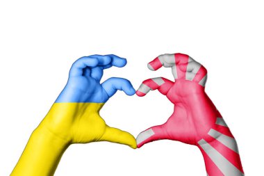 Yükselen Güneş Ukrayna Kalbi, el hareketi kalp yapma, Ukrayna için dua etme