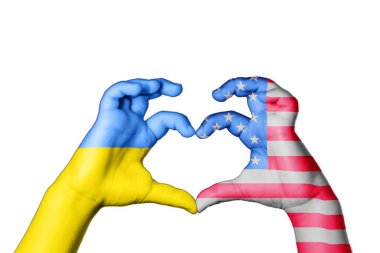 Amerika Birleşik Devletleri Ukrayna Kalbi, El hareketi, kalp yapma, Ukrayna için dua etme