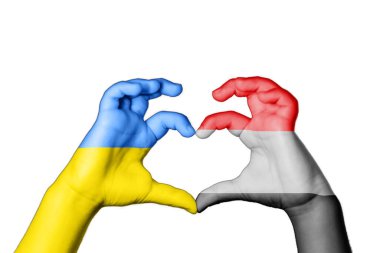 Yemen Ukrayna 'nın Kalbi, El hareketi, kalp yapmak, Ukrayna için dua etmek